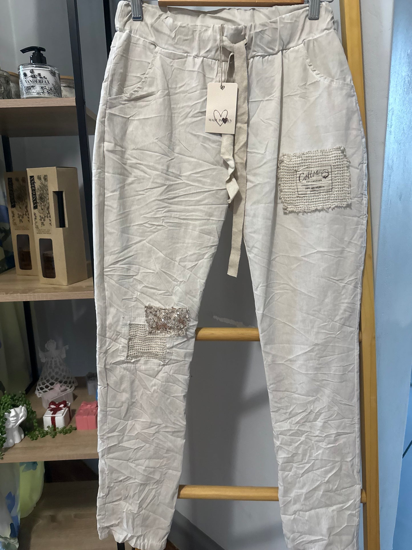 Patched Bling Pant Nude