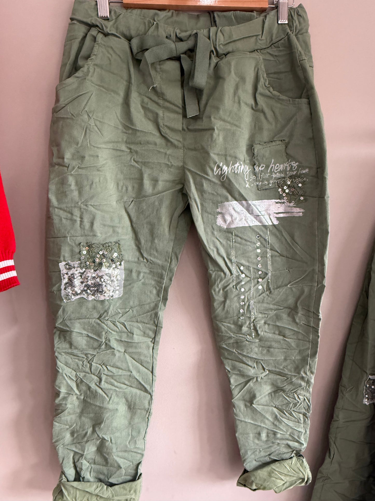 Bling Hearts Pant_Khaki