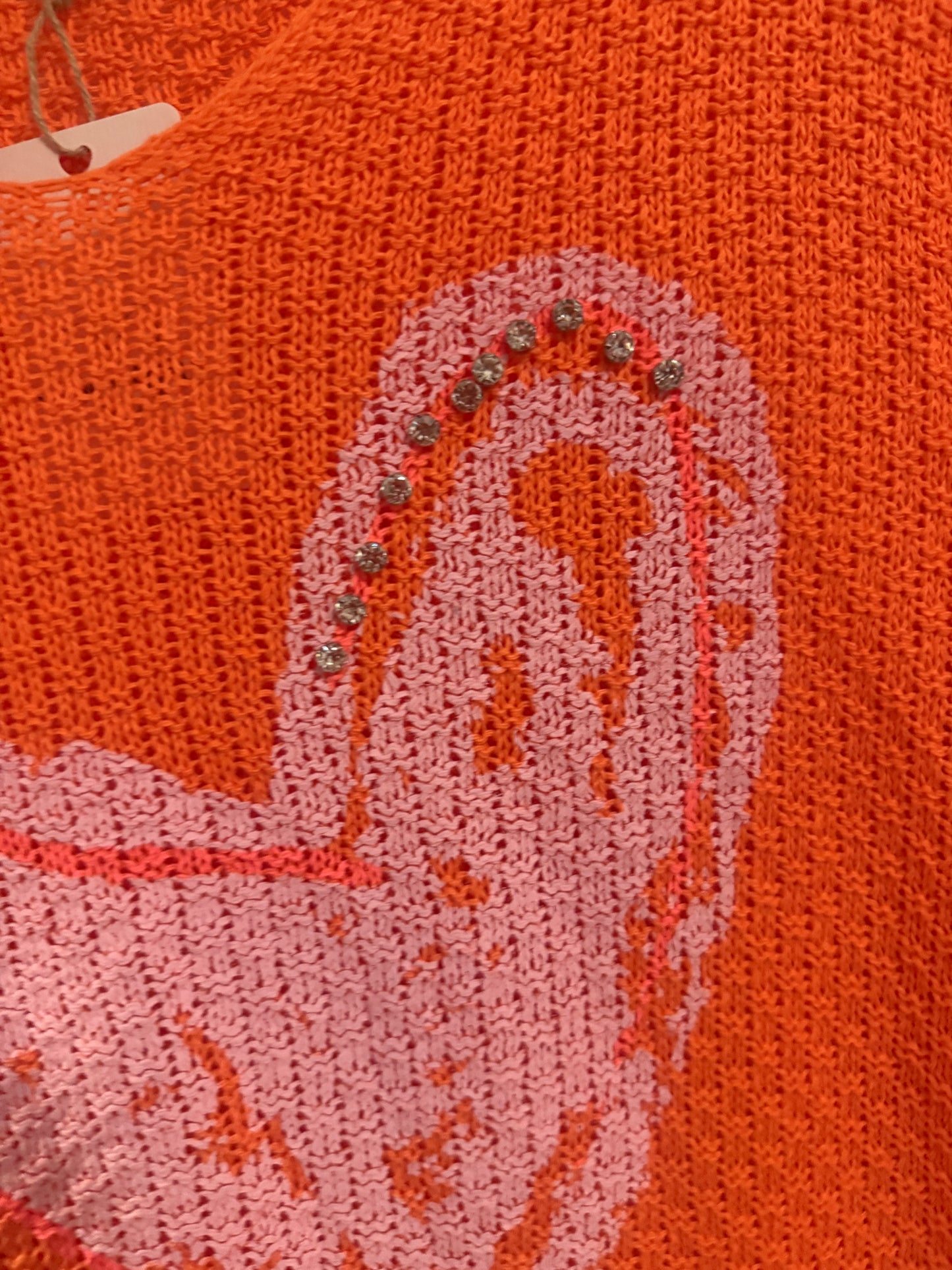 Knitted Heart Blouse Burned Coral