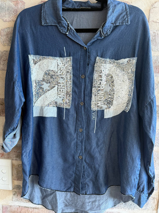 2D Denim Blouse