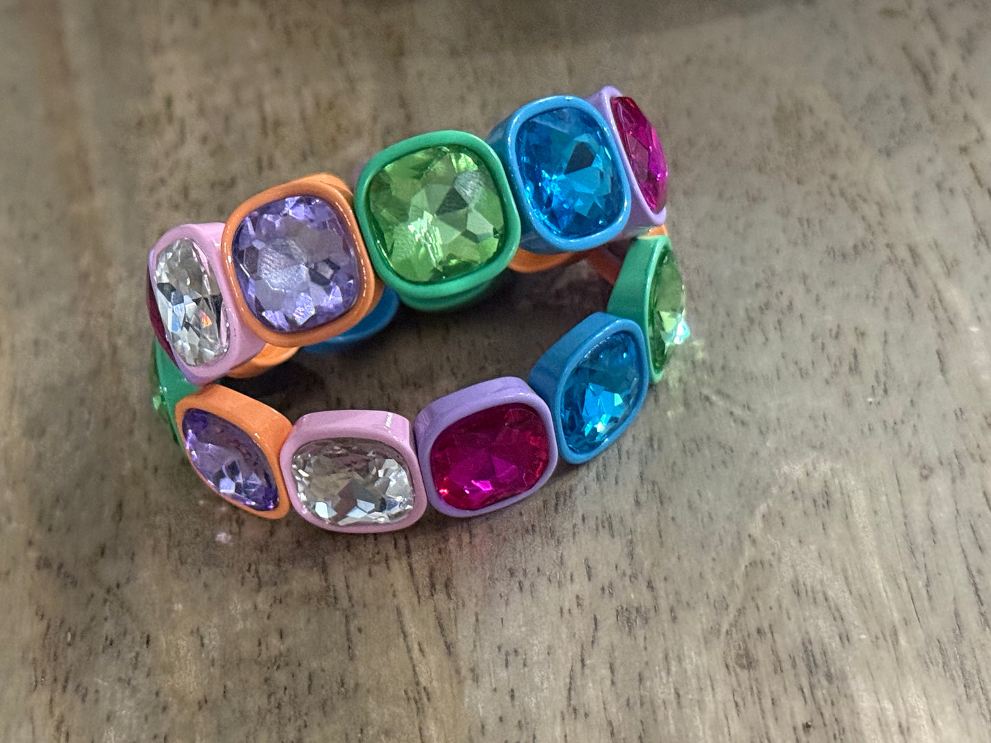 Multi Colour Square Diamante Bracelet