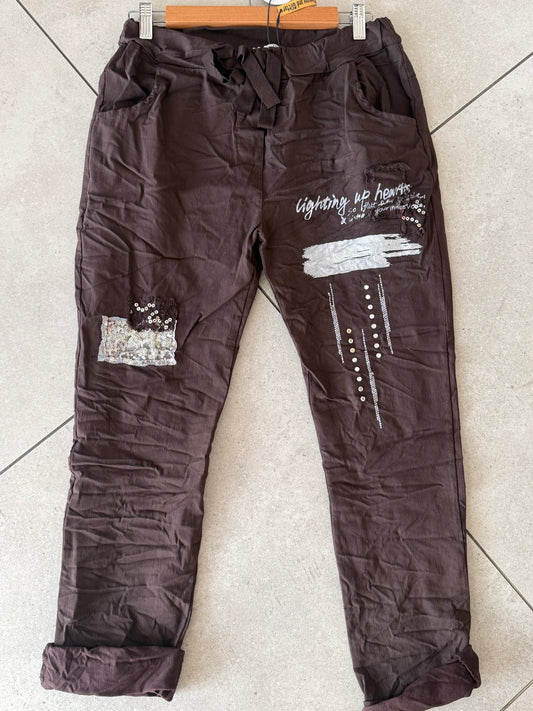 Bling Hearts Pant_Chocolate