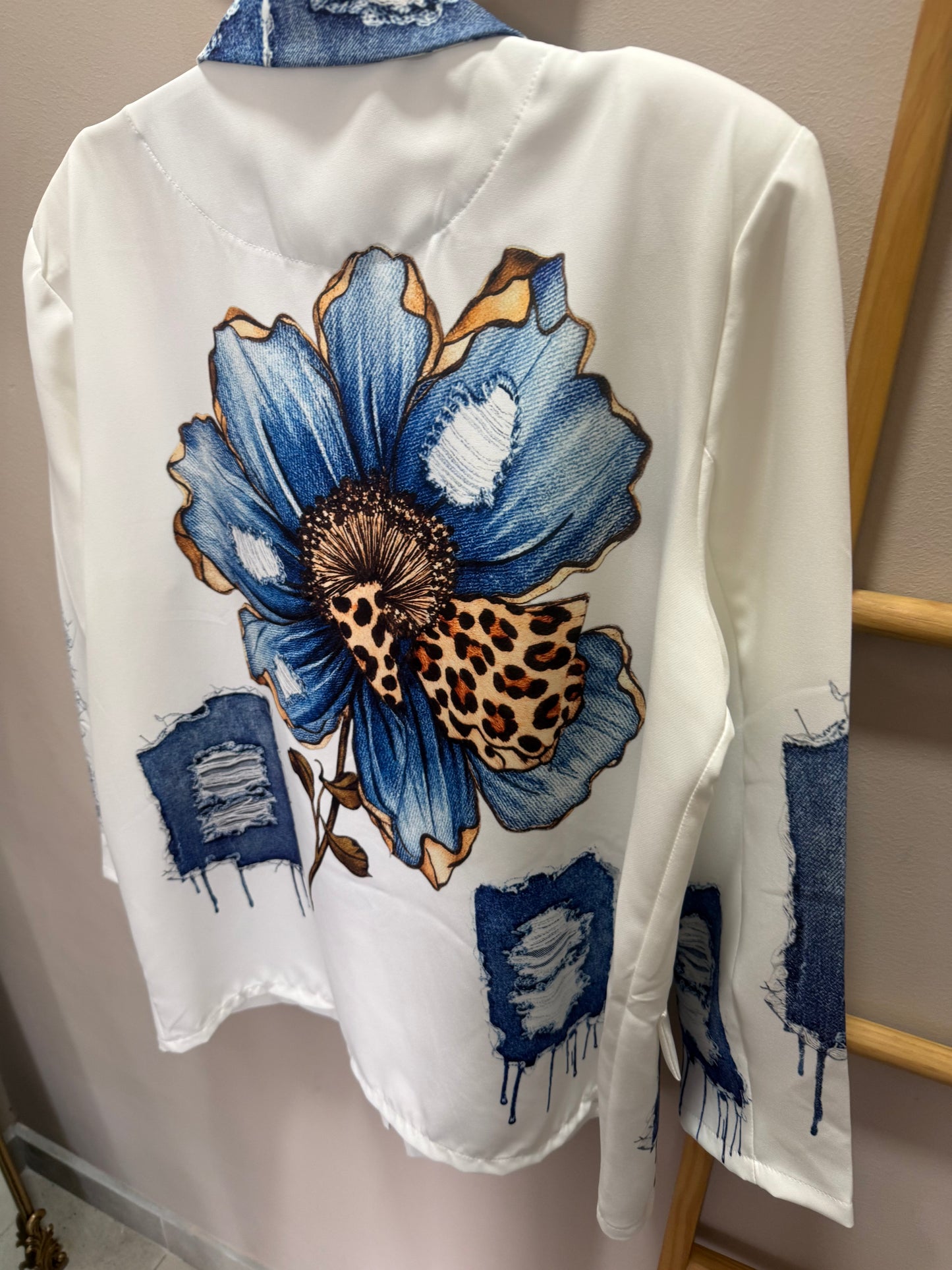Tatum Satin Jacket_Denim Leopard