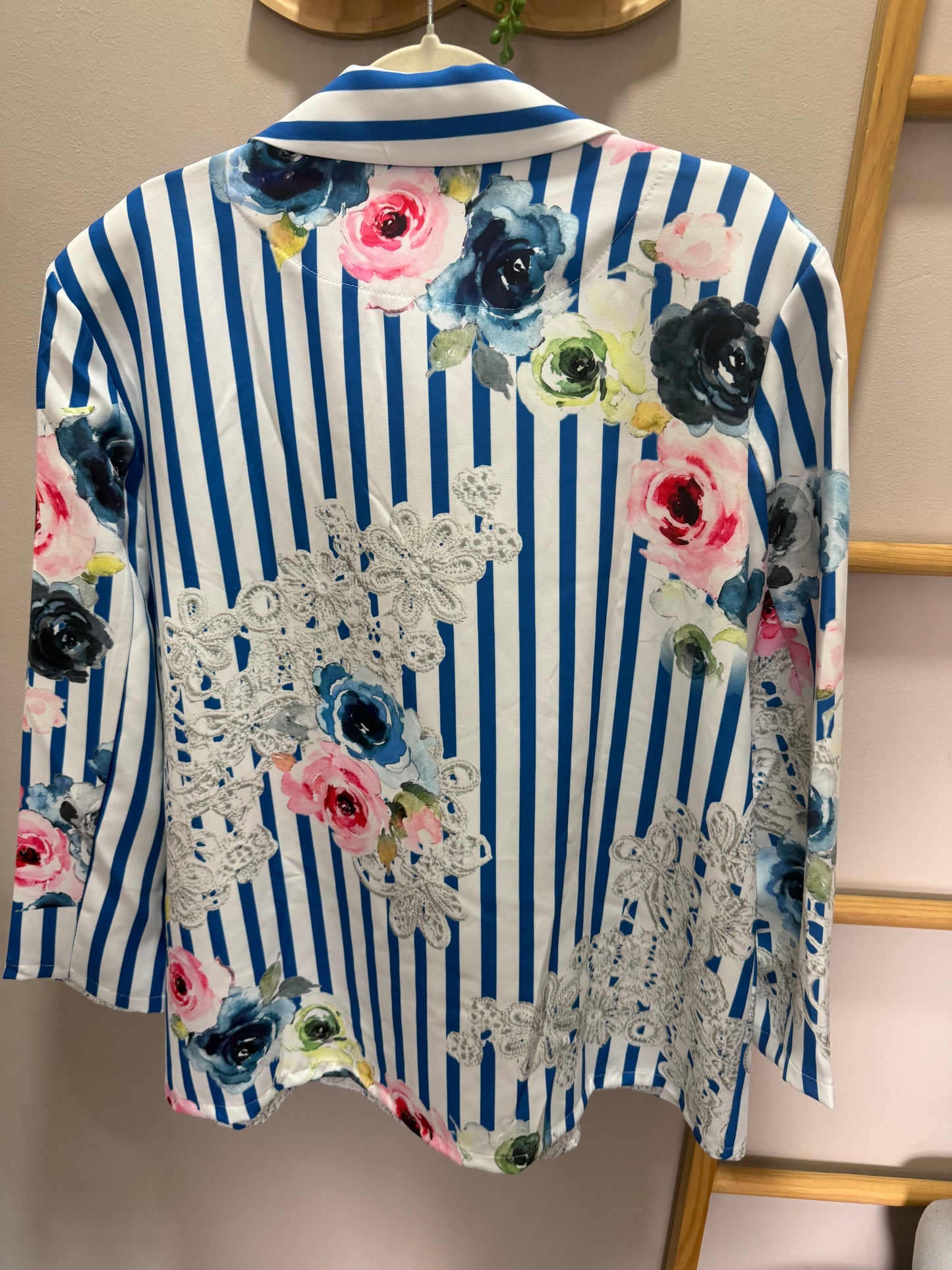 Tatum Satin Jacket_Striped Blooms