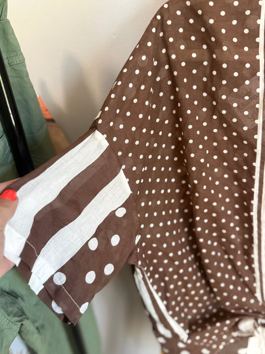 Polka Dot Brown Blouse