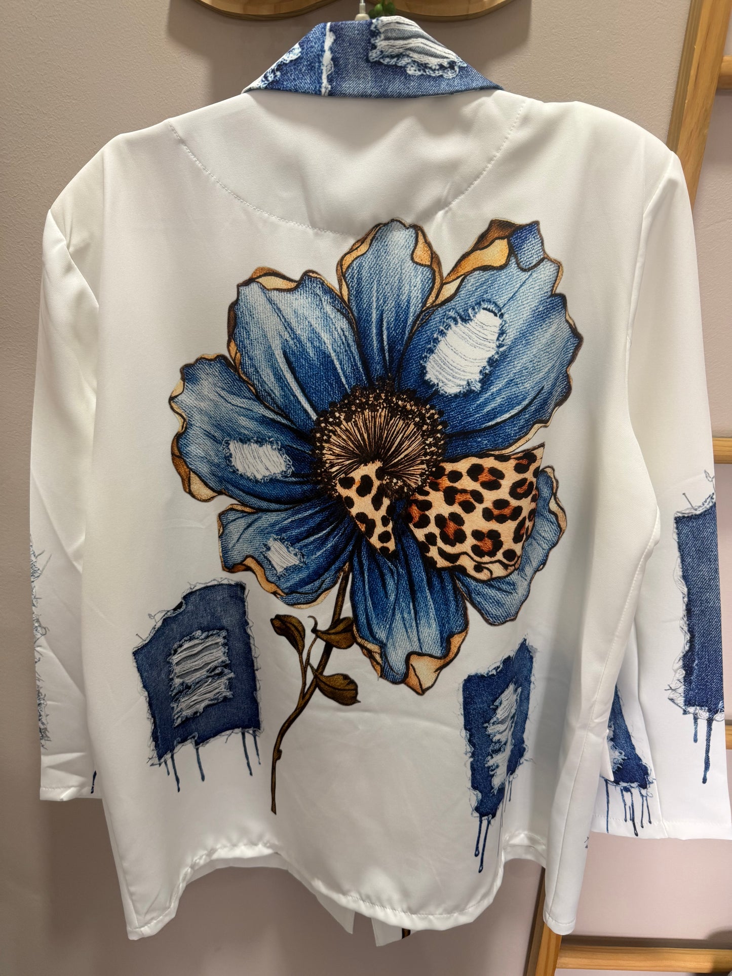 Tatum Satin Jacket_Denim Leopard