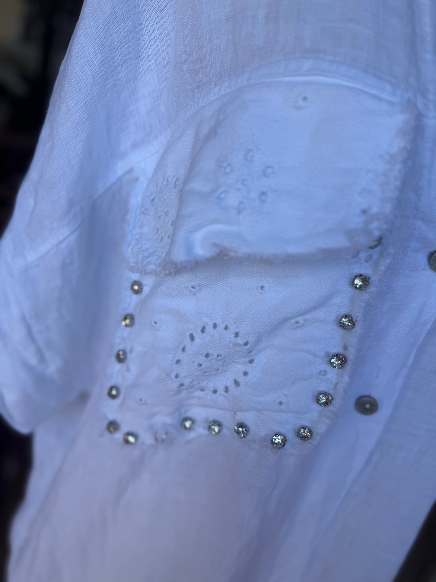 Linen & Bling Dress White