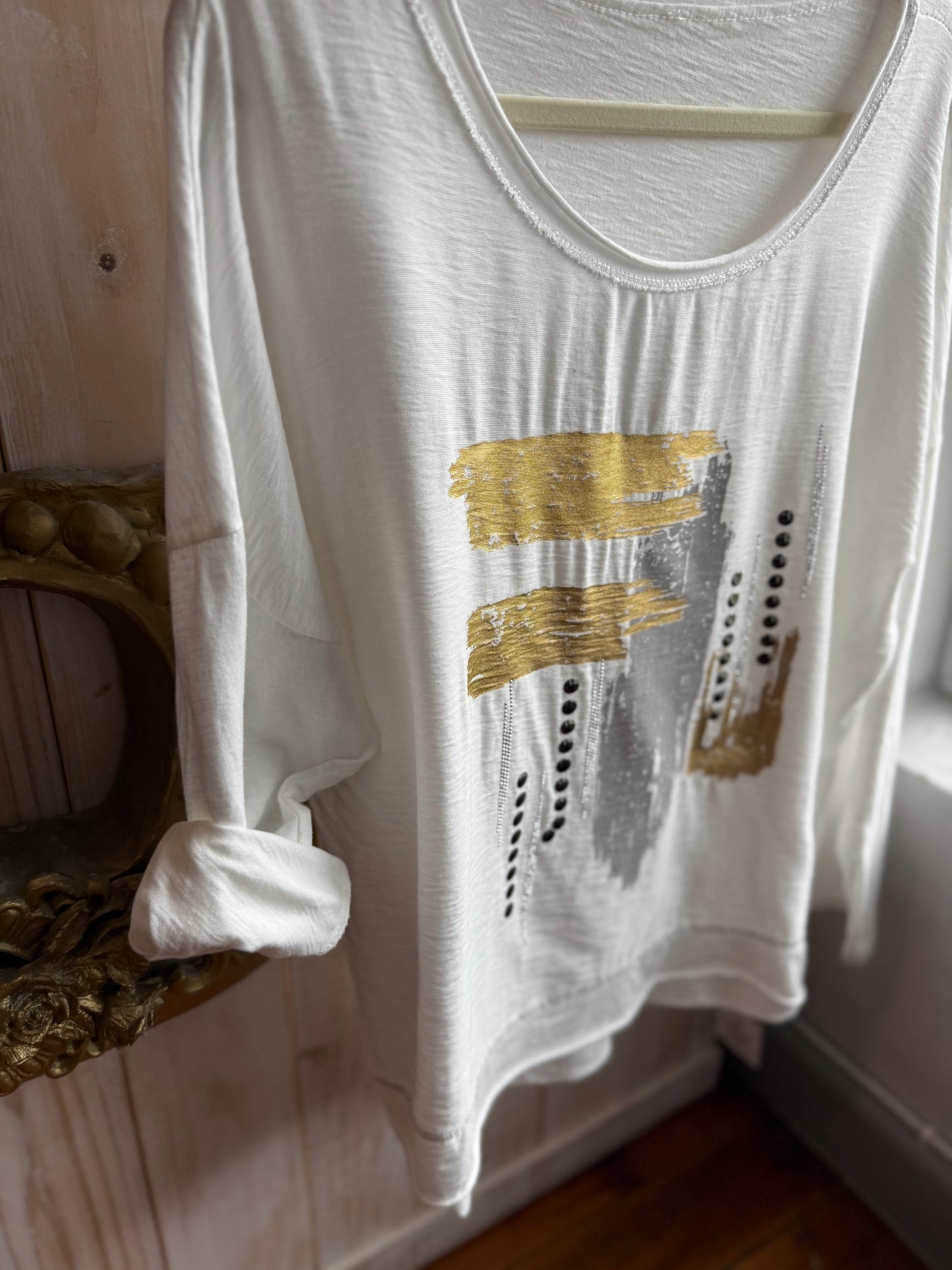 Mixed Metals Blouse White