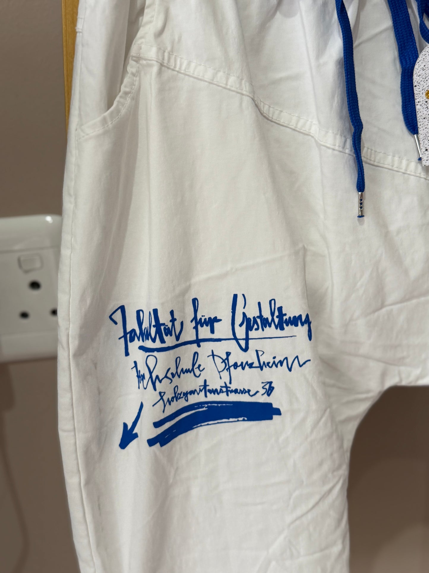 White Harem Blue Shorts