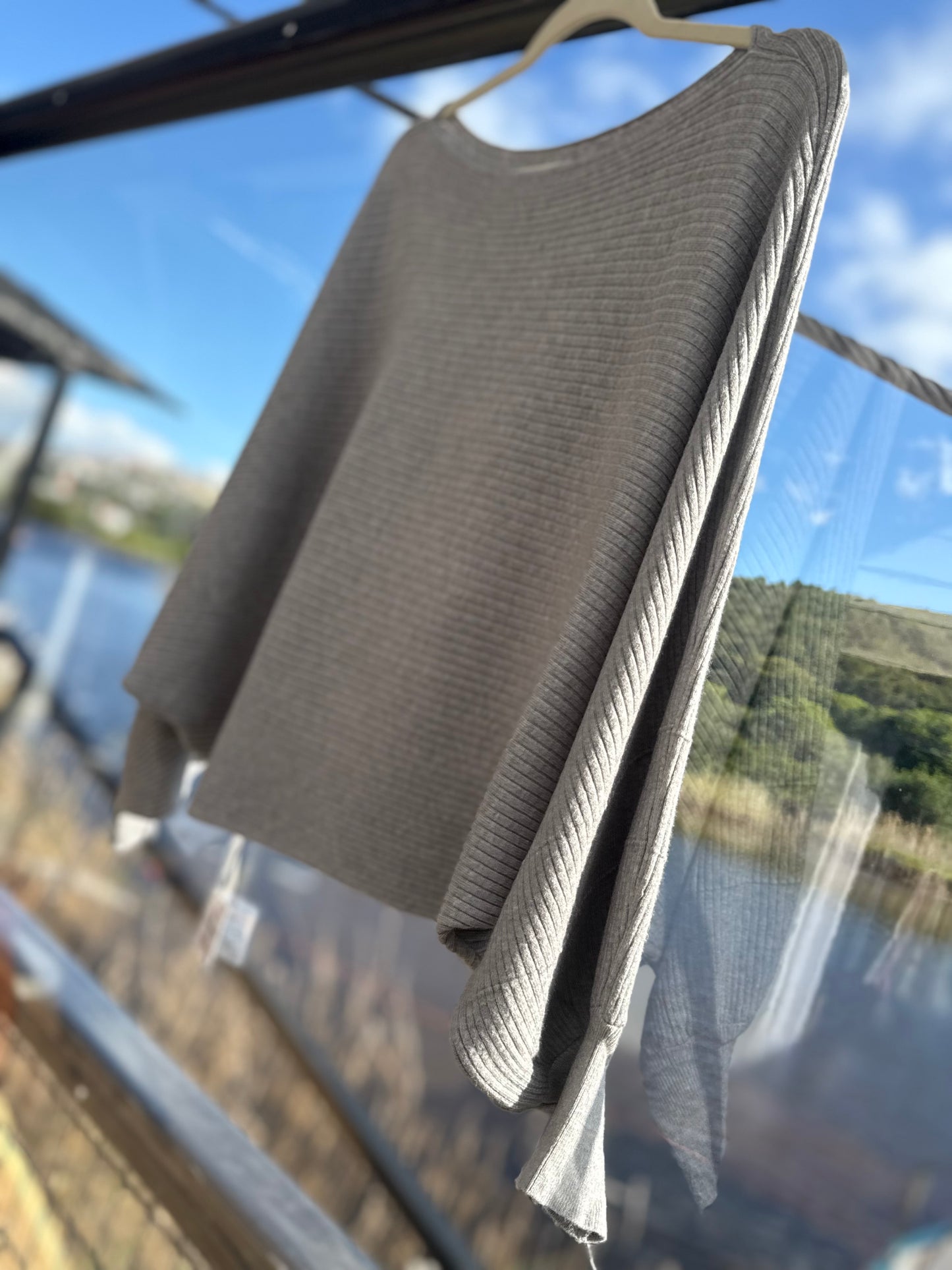 Batwing Grey Striped knit