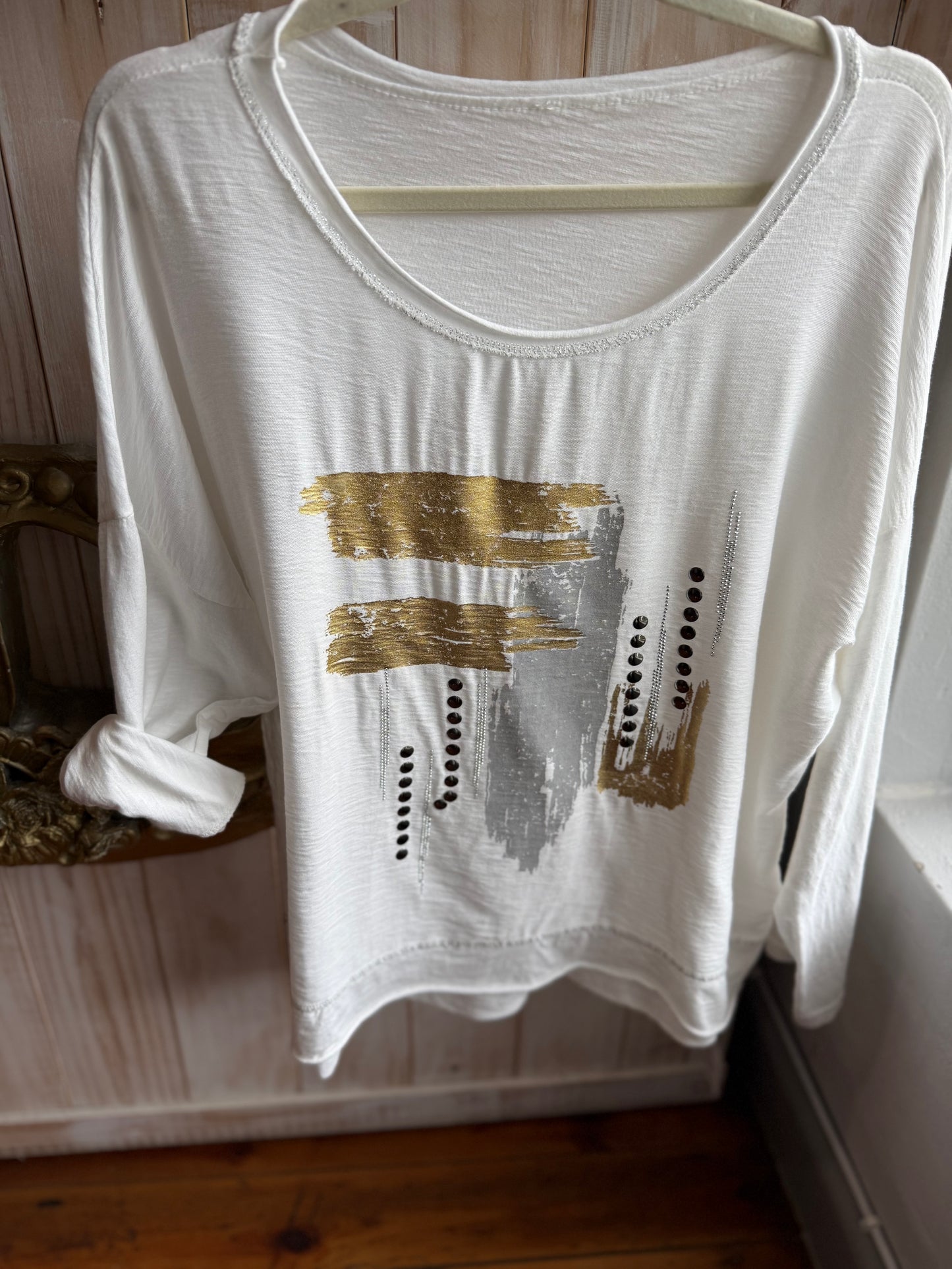 Mixed Metals Blouse White