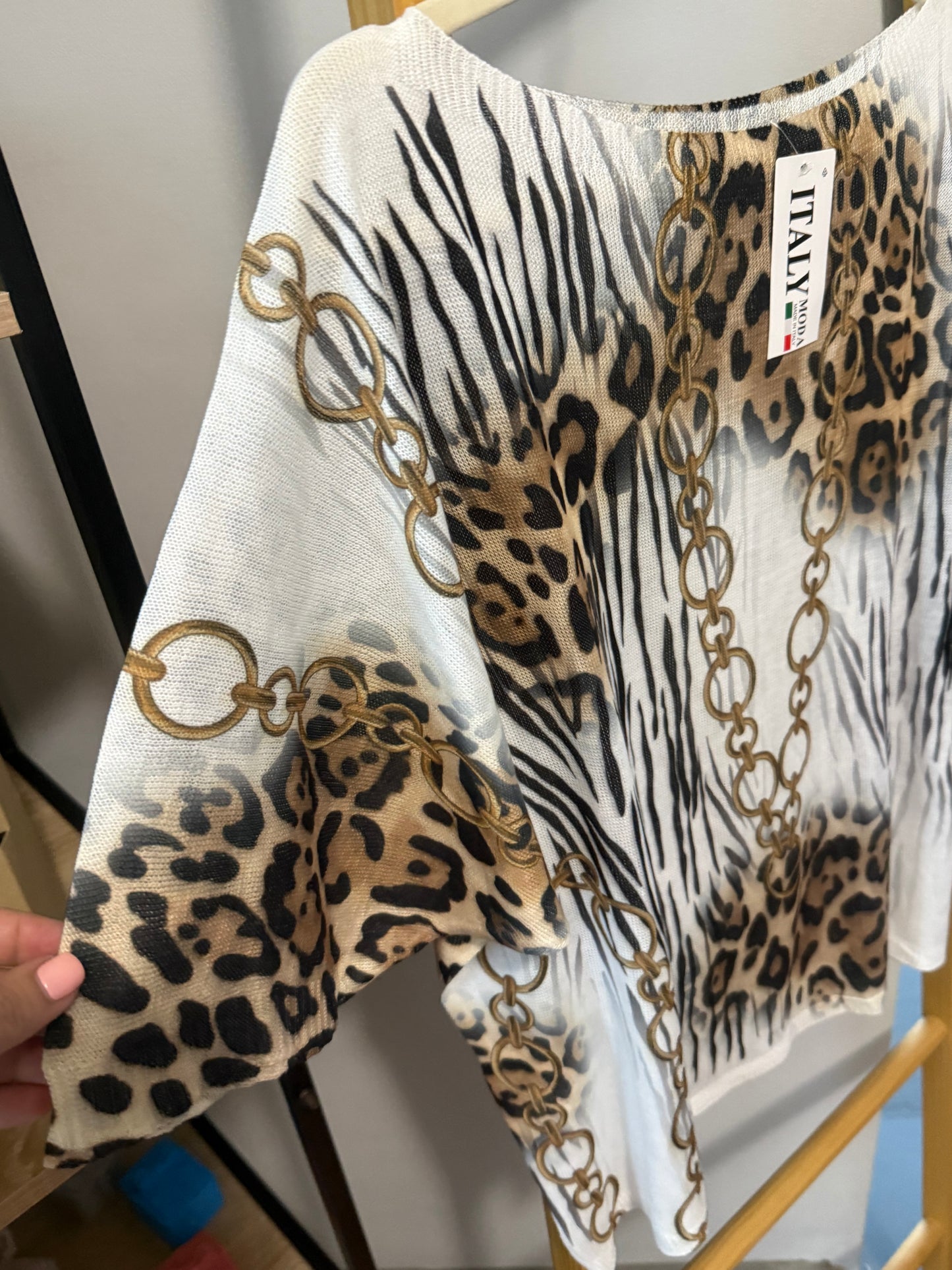 Leopard Chain Blouse Brown