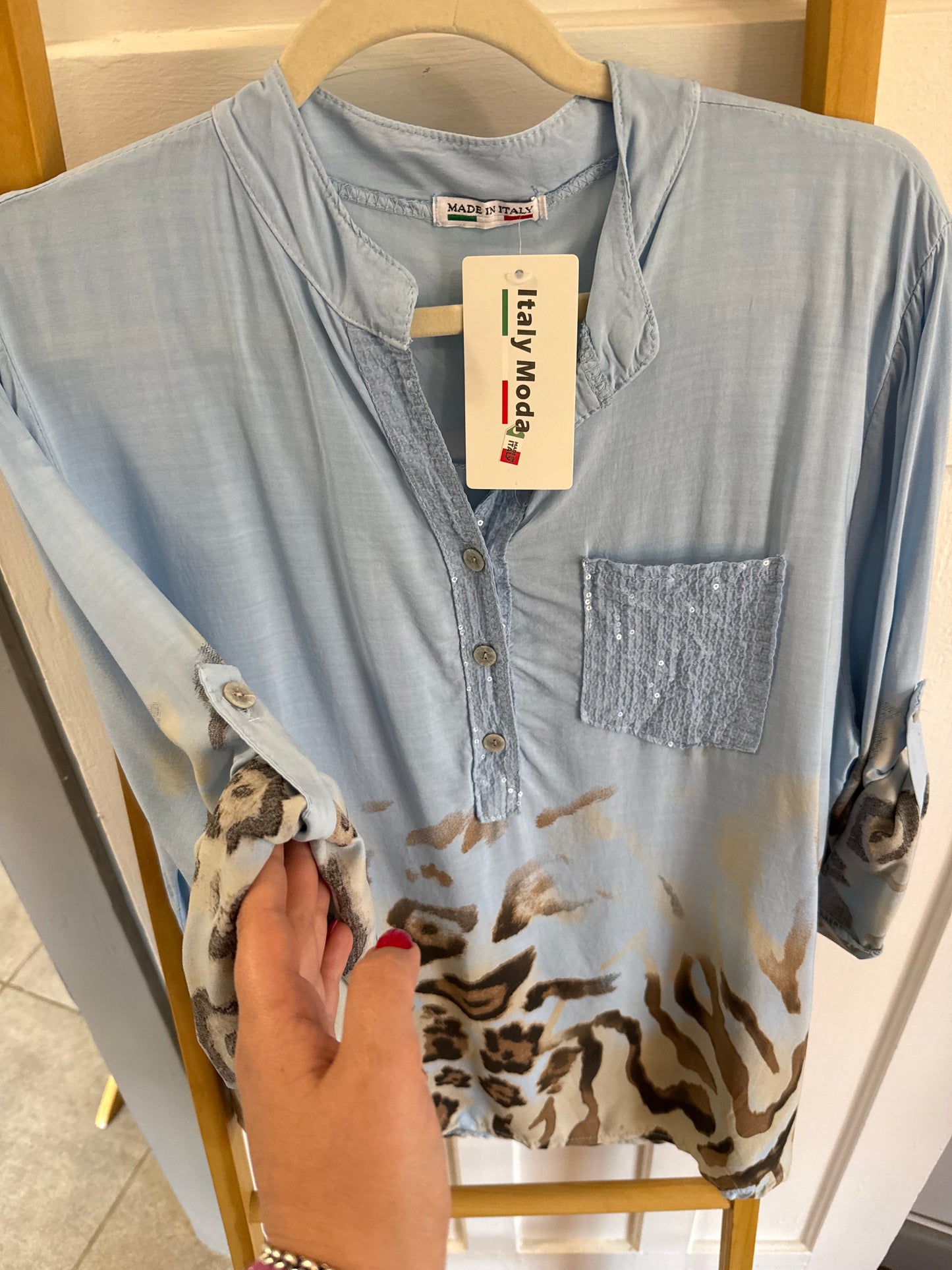 Wild Sequin Blouse Blue