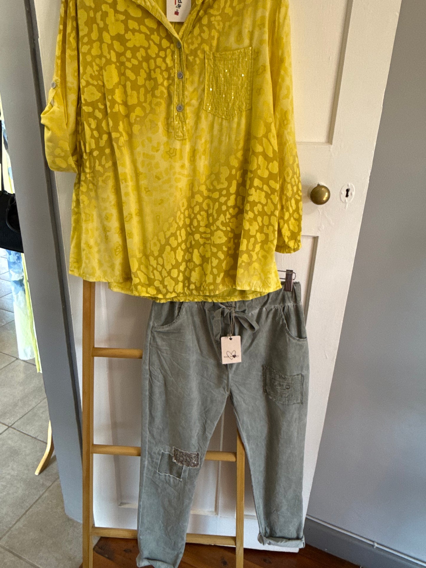 Wild Sequin Blouse Mustard