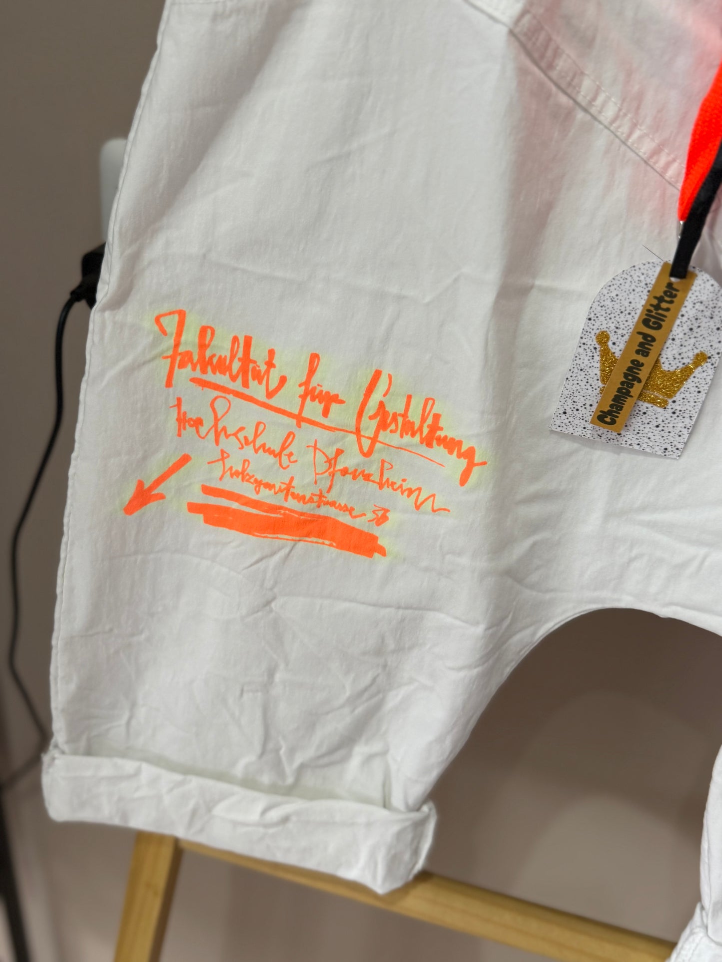 White Harem Orange Shorts