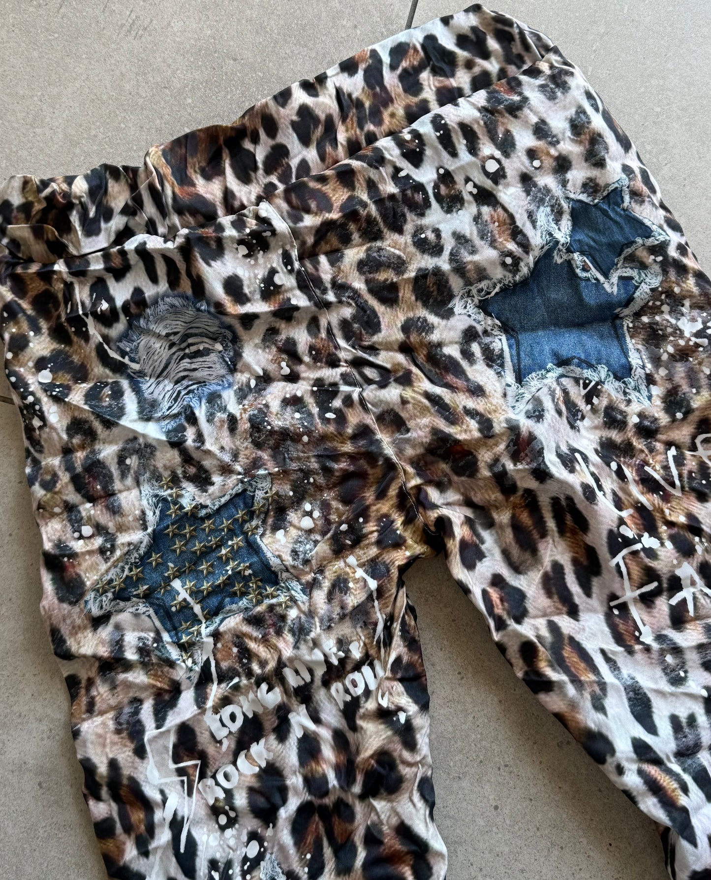 Denim Leopard Pants