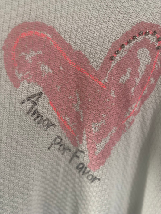 Knitted Heart Blouse White