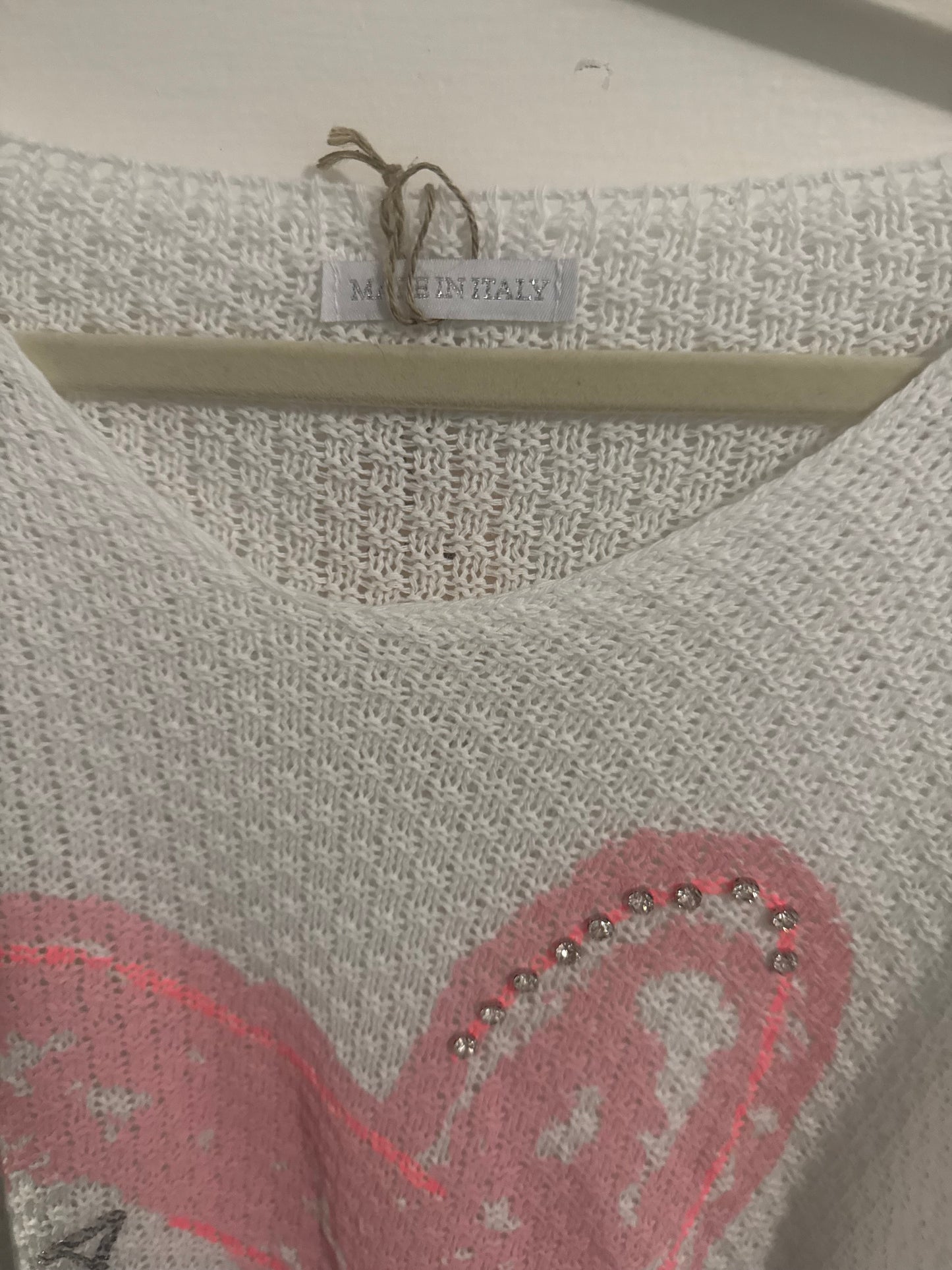 Knitted Heart Blouse White