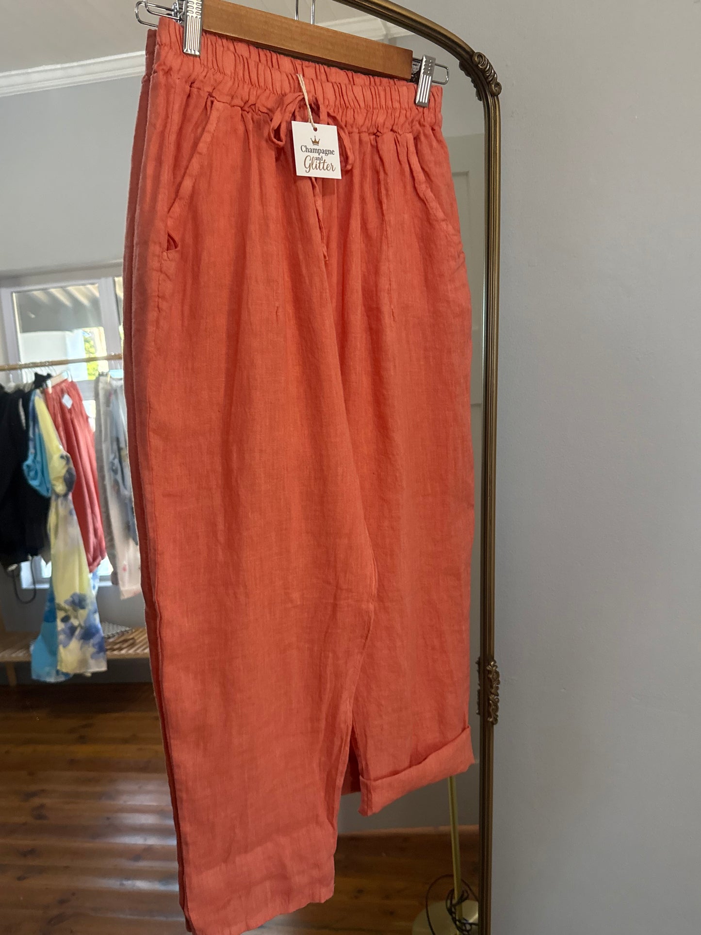 Jessie_linnen pants coral