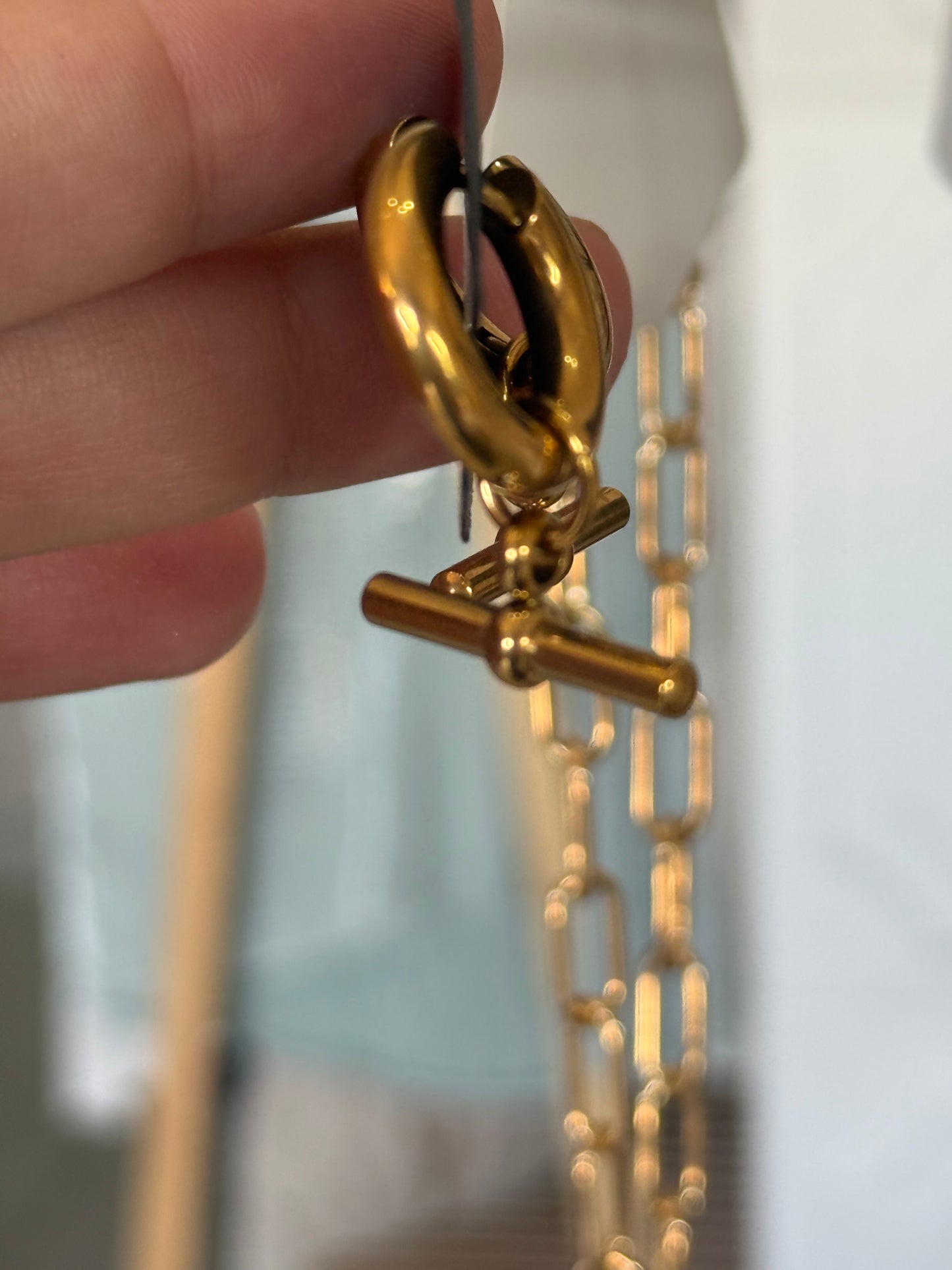 T Bar Earrings Gold