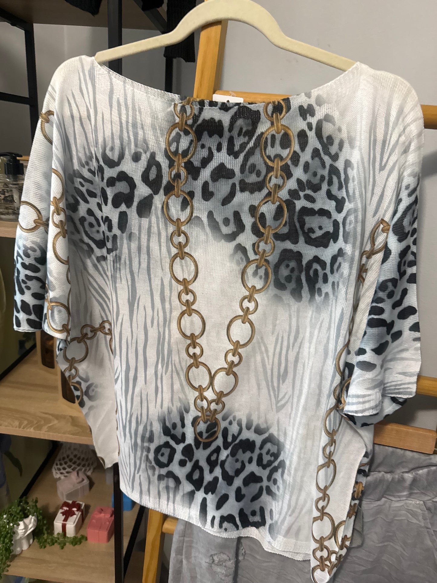 Leopard Chain Blouse Black