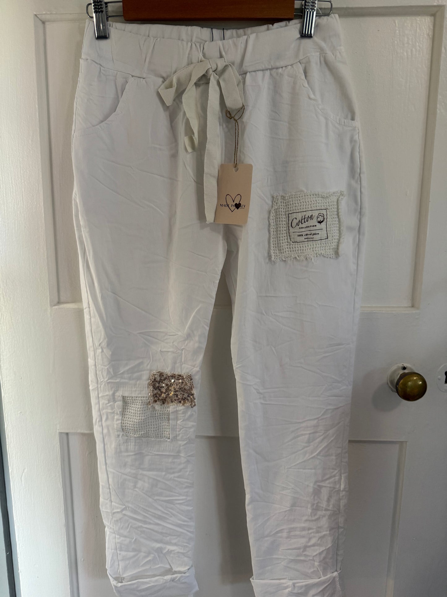 White Patched Pant