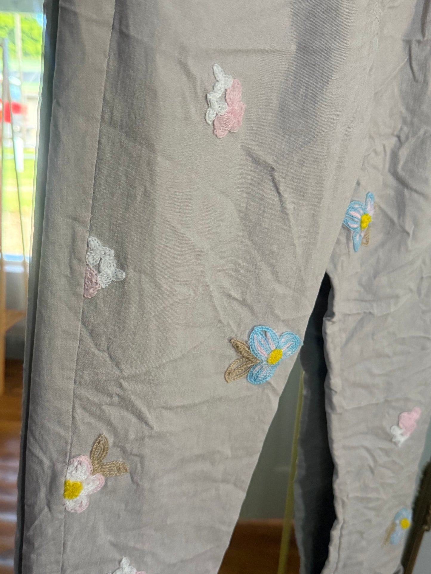 Liora Taupe Pants Embroided