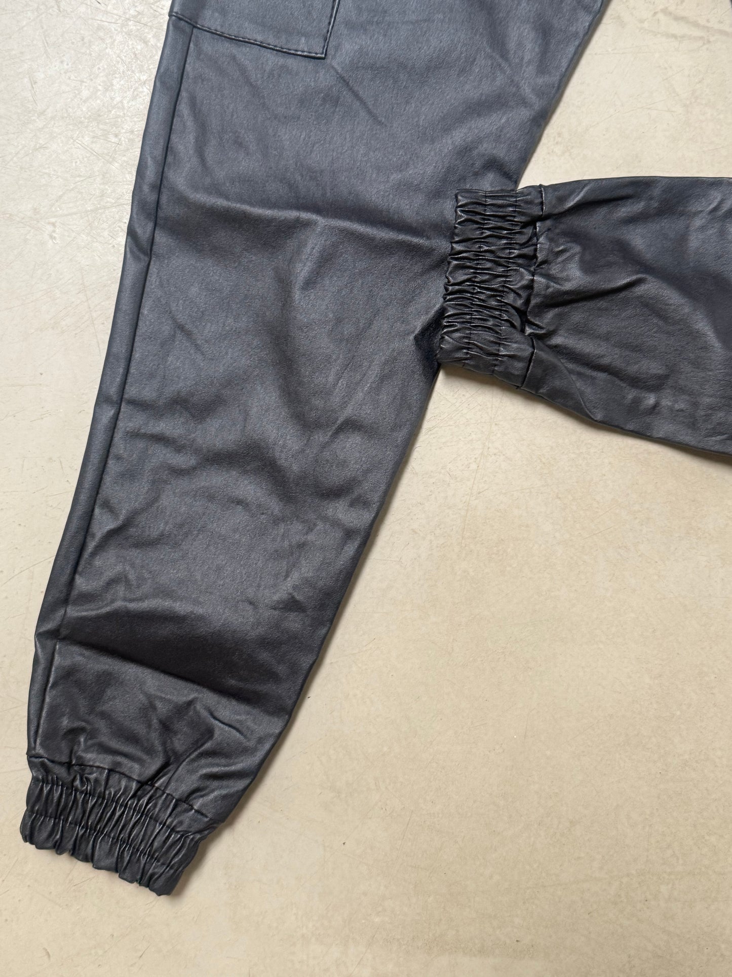 Pleather Cargo Pants Navy