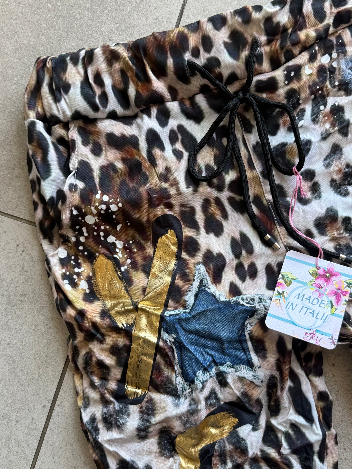 Denim Leopard Pants