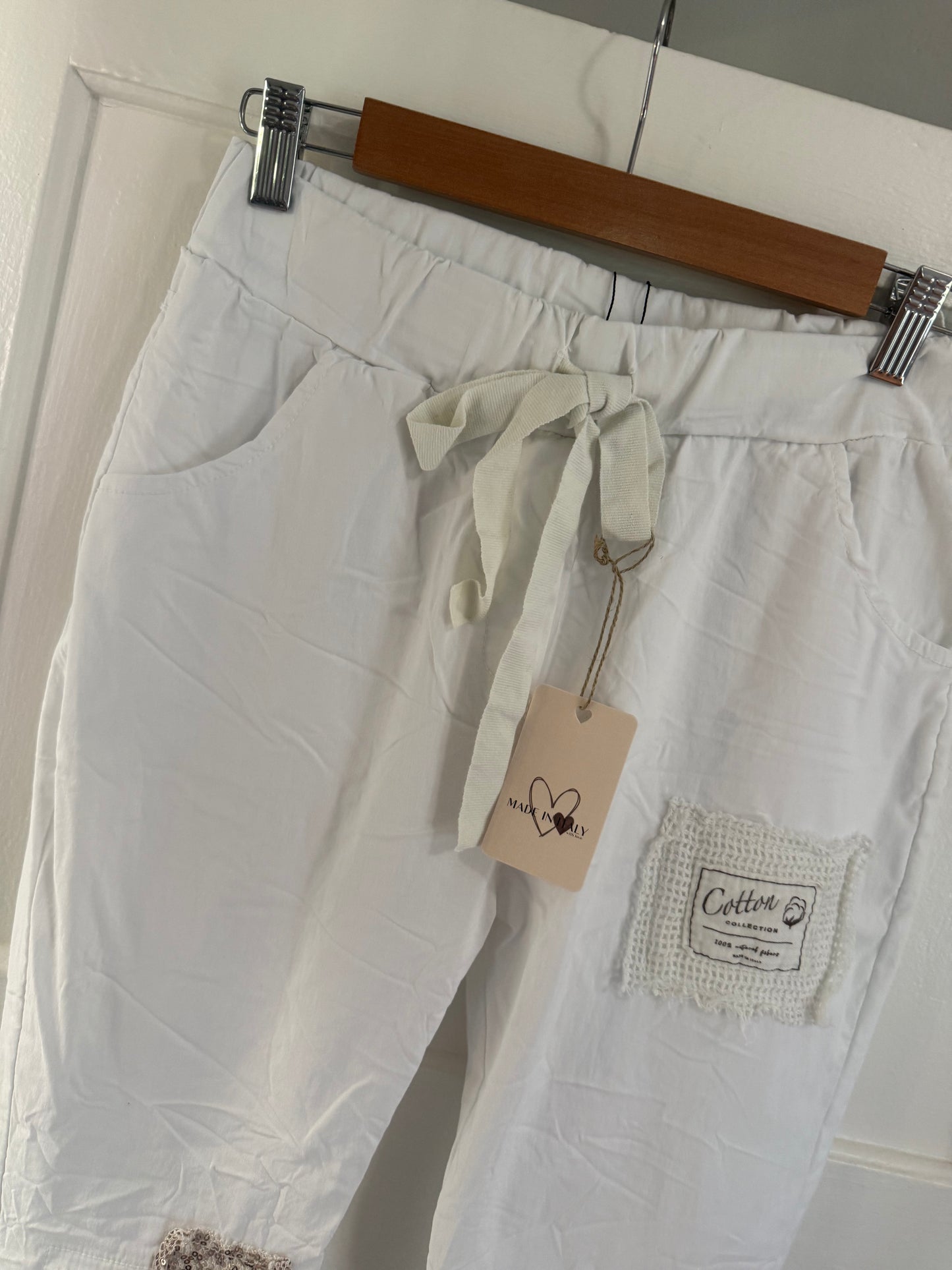 White Patched Pant