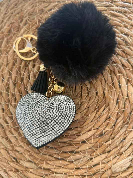 Heart KeyChain Black