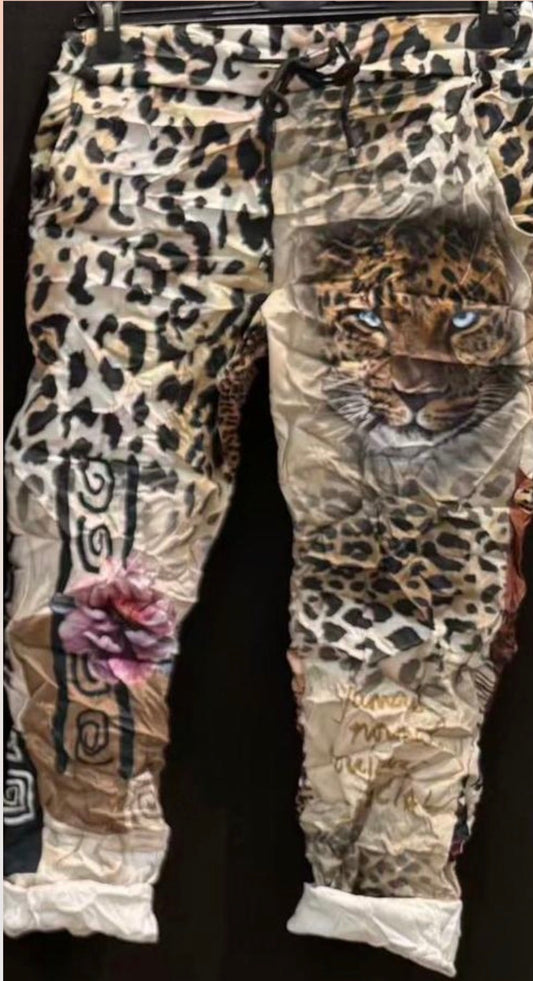 Nude Tribal Leopard Pants