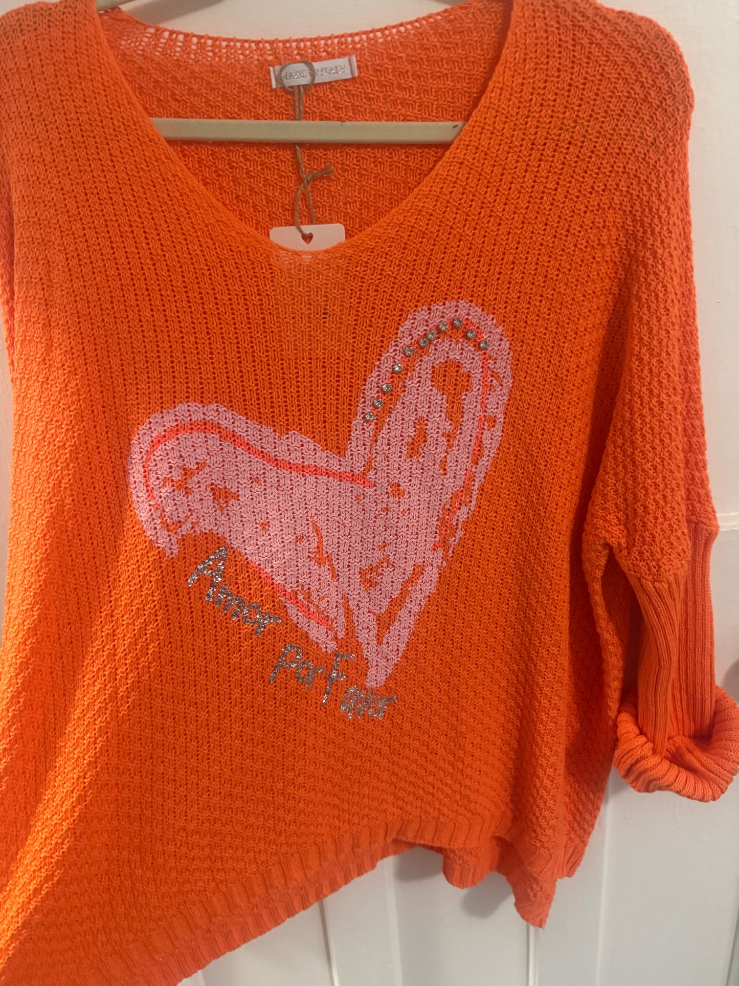 Knitted Heart Blouse Burned Coral