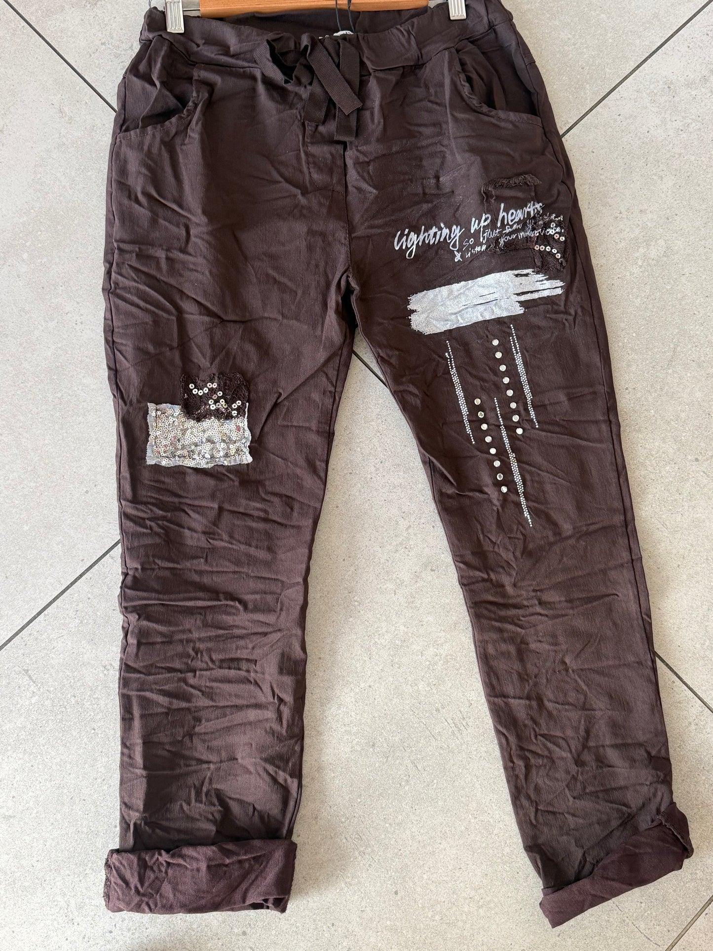 Bling Hearts Pant_Chocolate