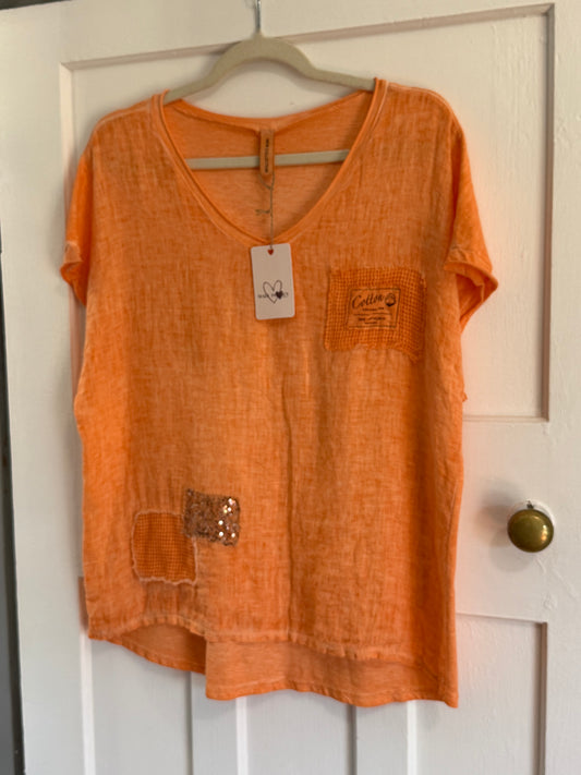 Cotton Bling Tee Peach