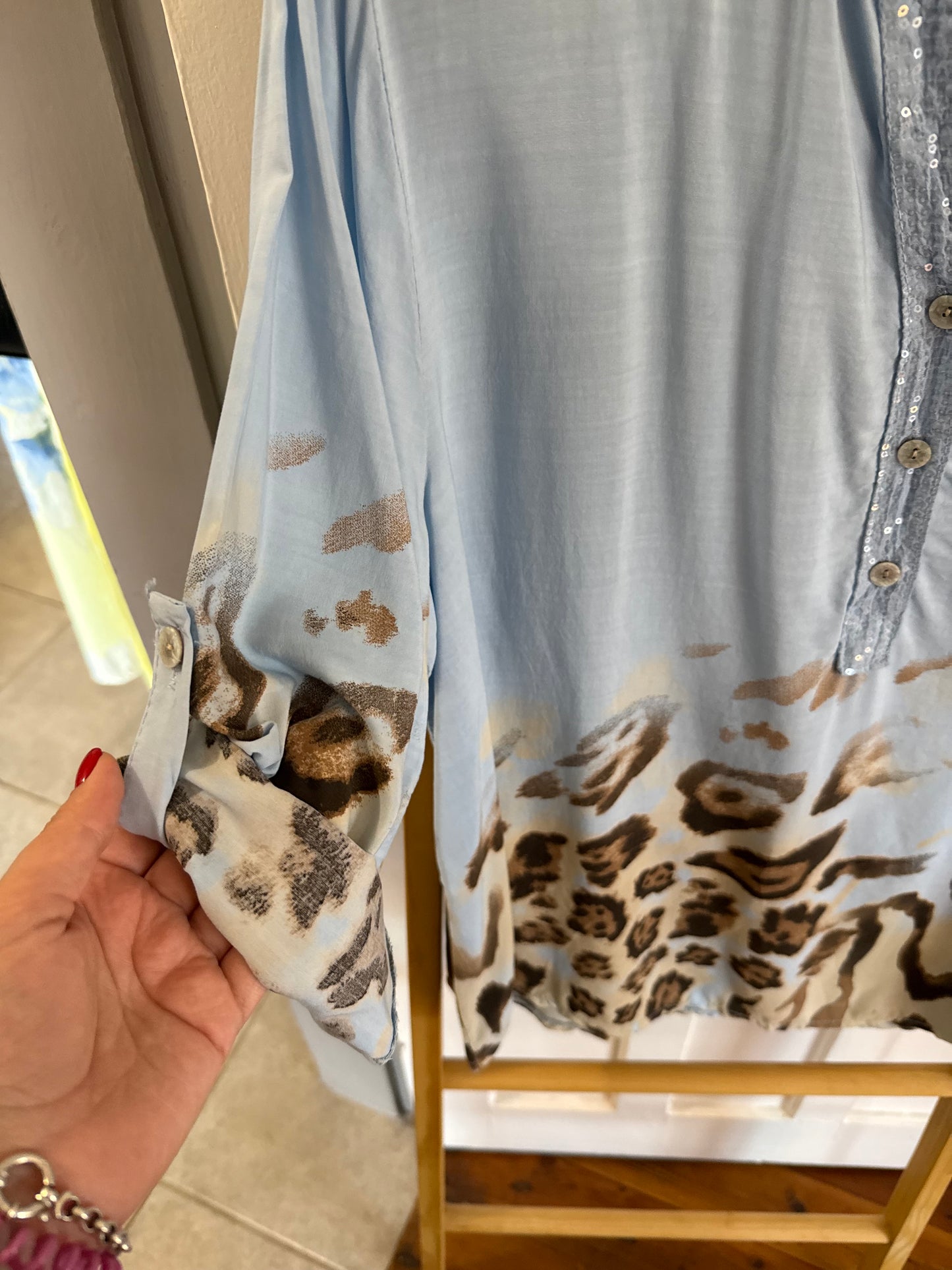 Wild Sequin Blouse Blue