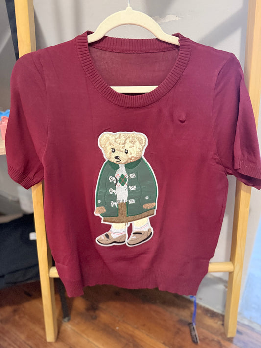 Knitted Blouse Teddy Burgundy