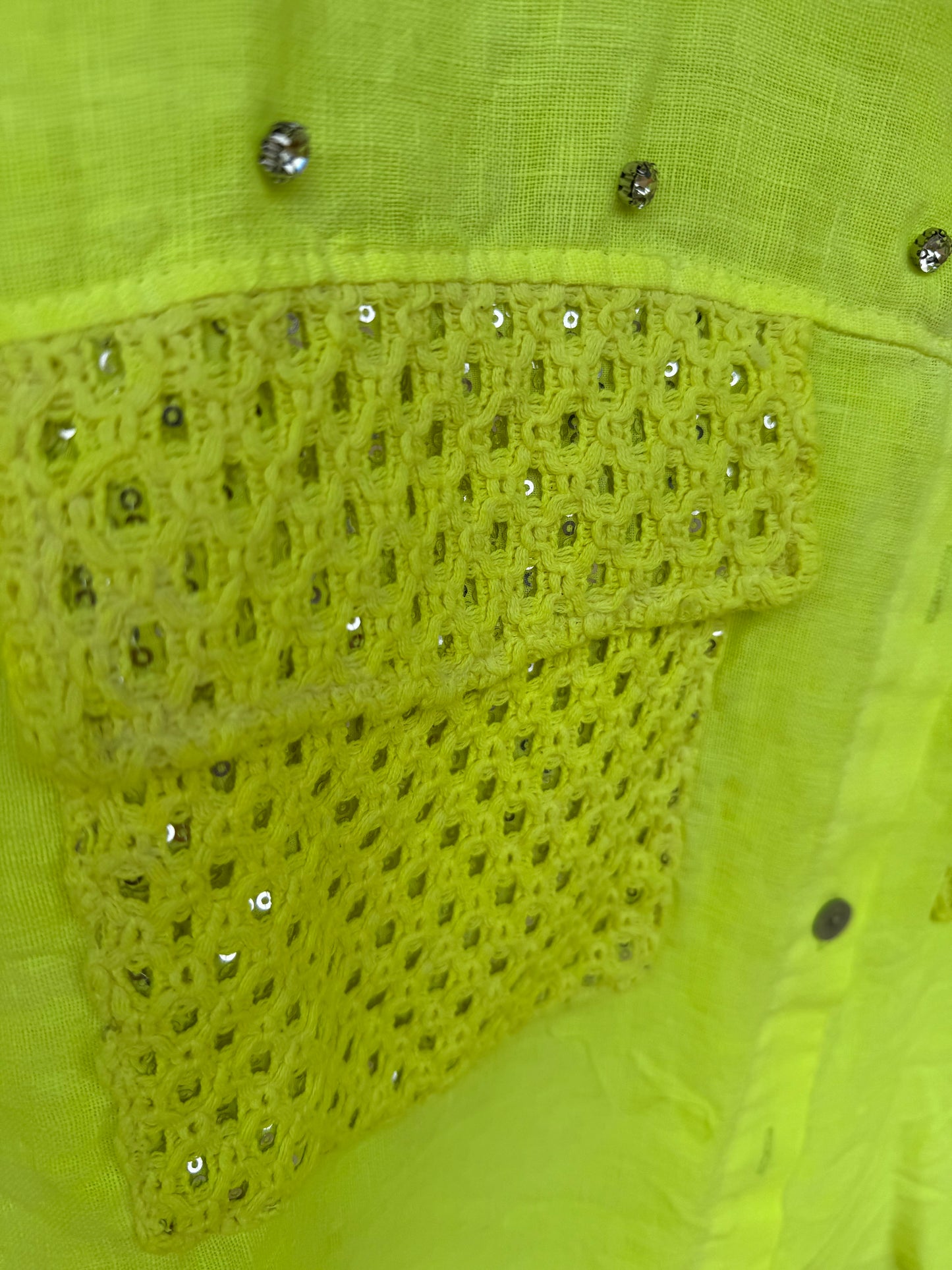 Linen And Bling Lime Blouse
