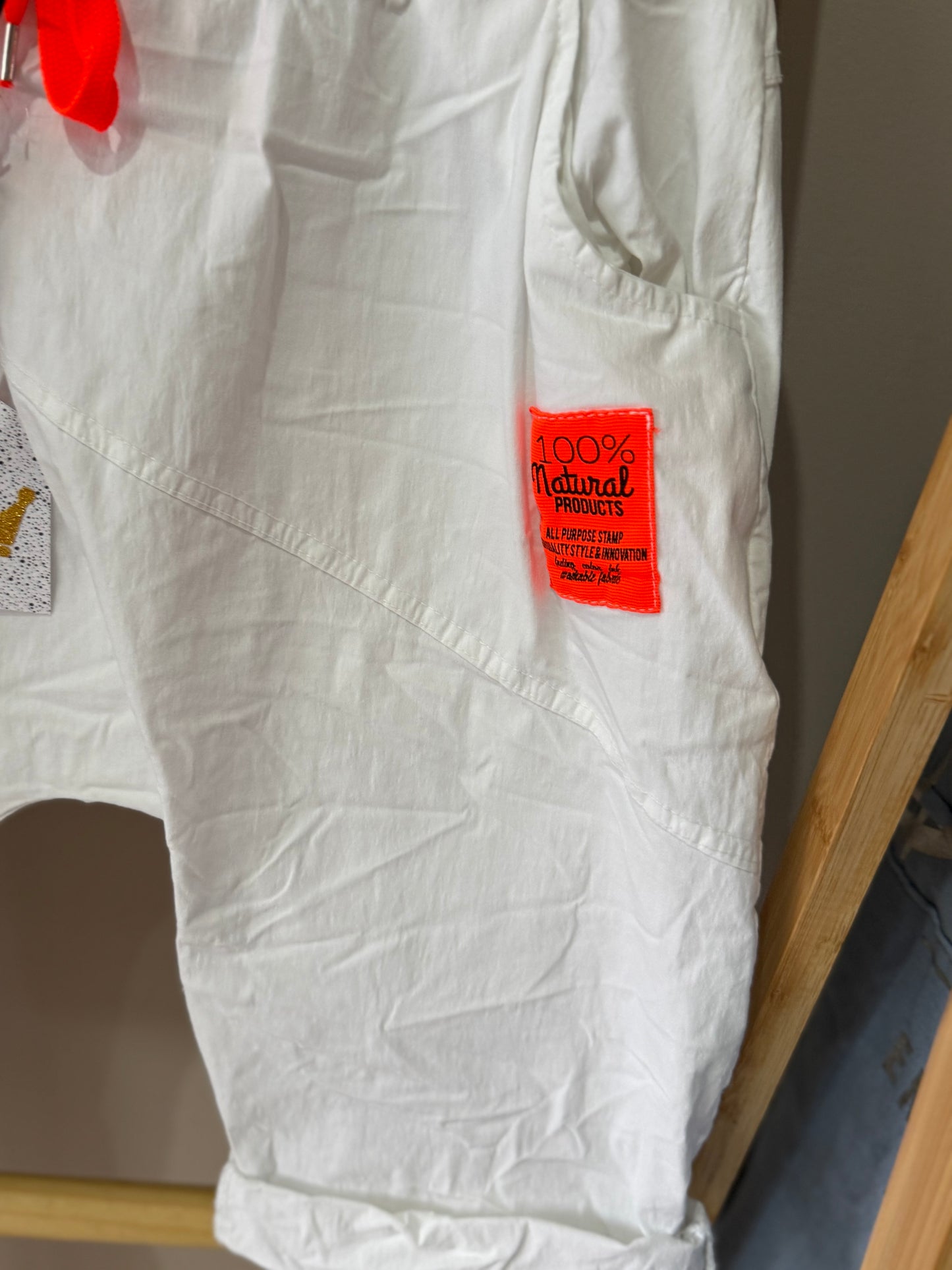 White Harem Orange Shorts