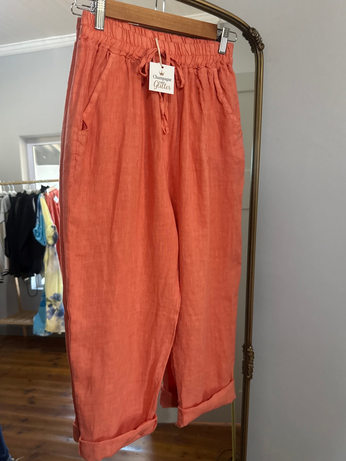 Jessie_linnen pants coral