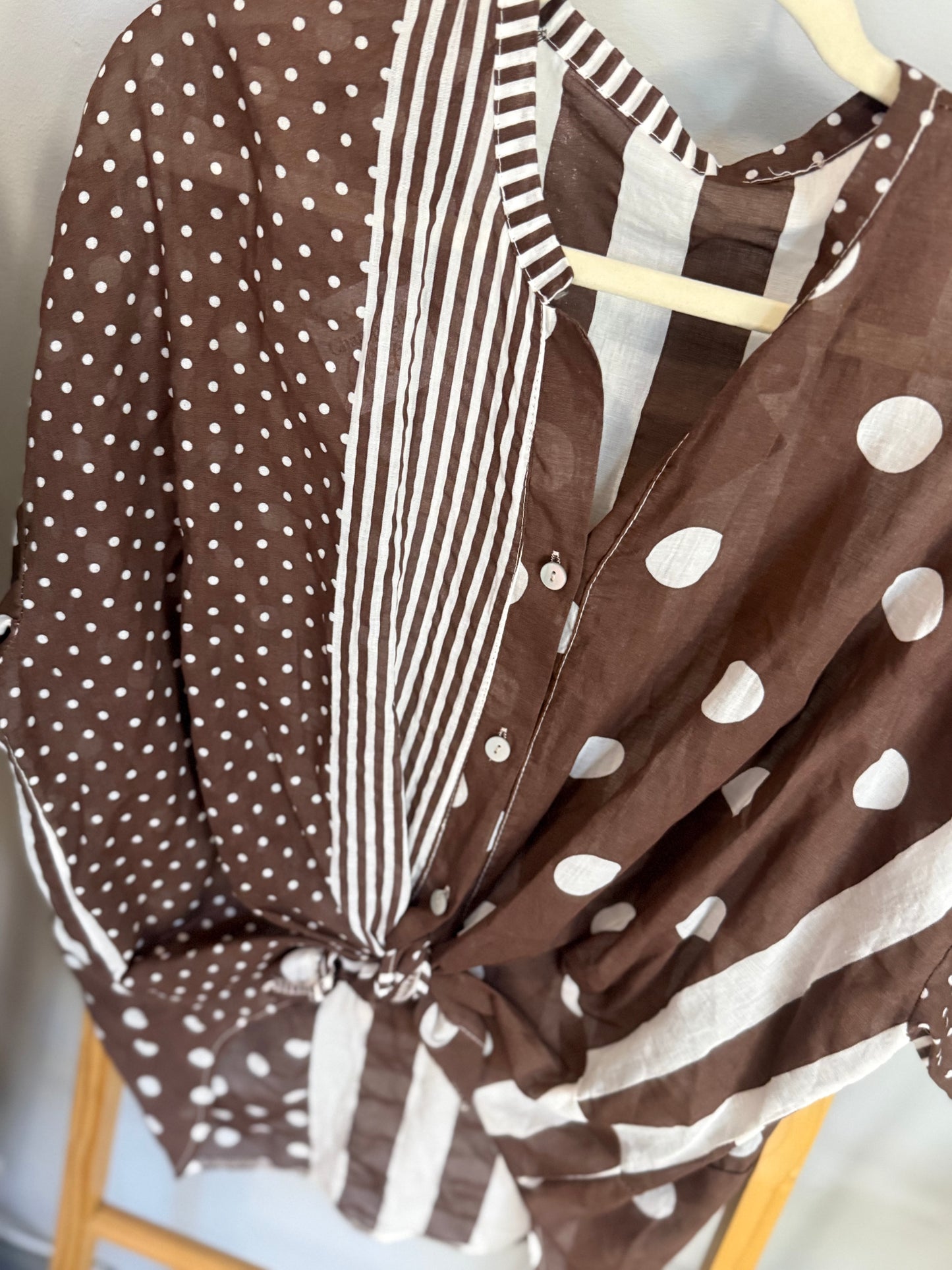 Polka Dot Brown Blouse