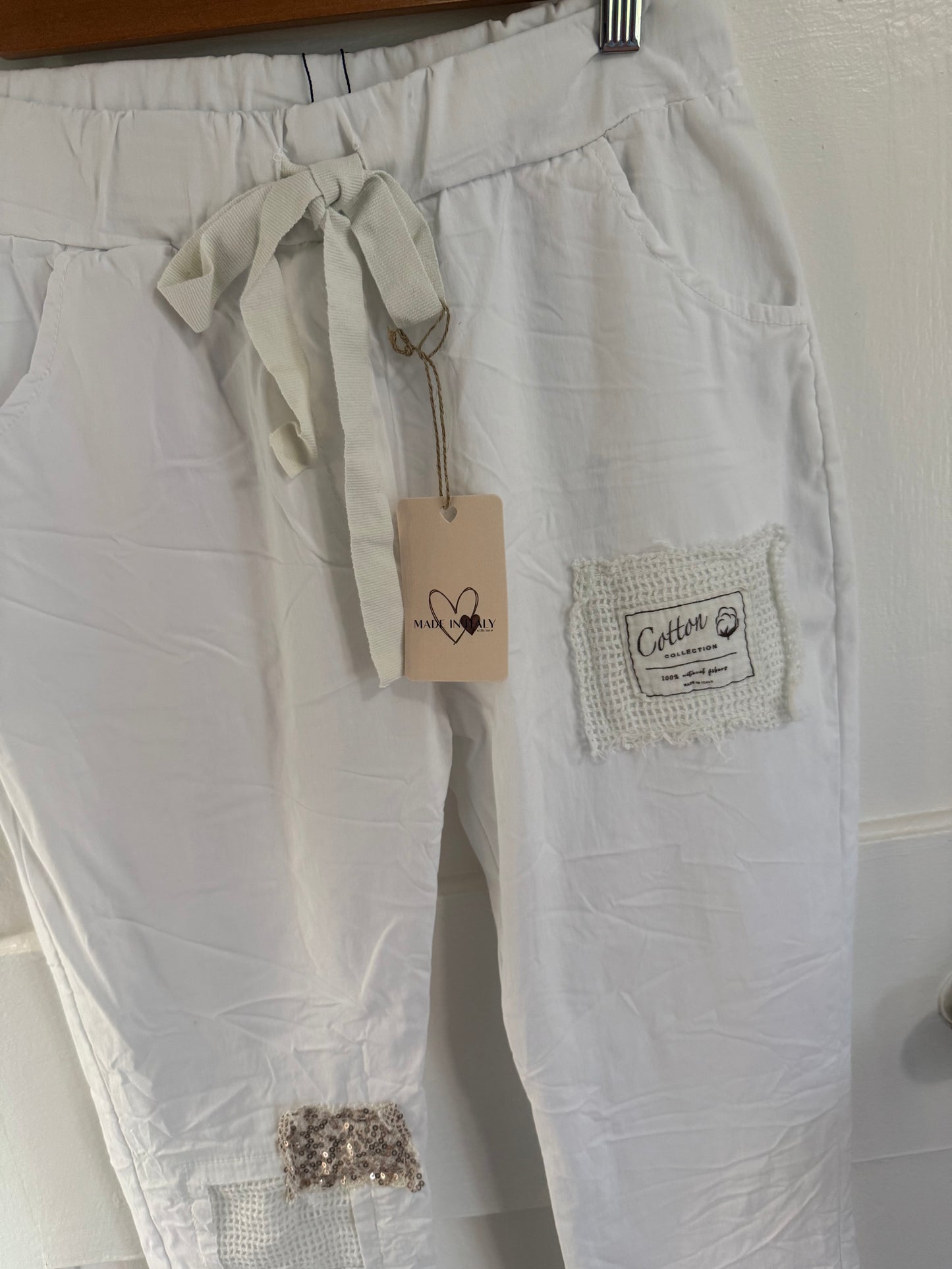White Patched Pant