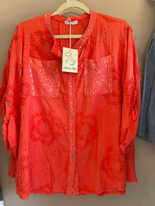 Bordeau Sequin Blouse Peach