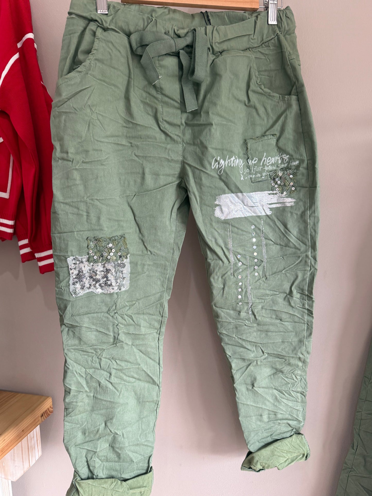 Bling Hearts Pant_Khaki
