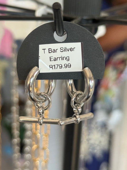 T-Bar Silver Earring