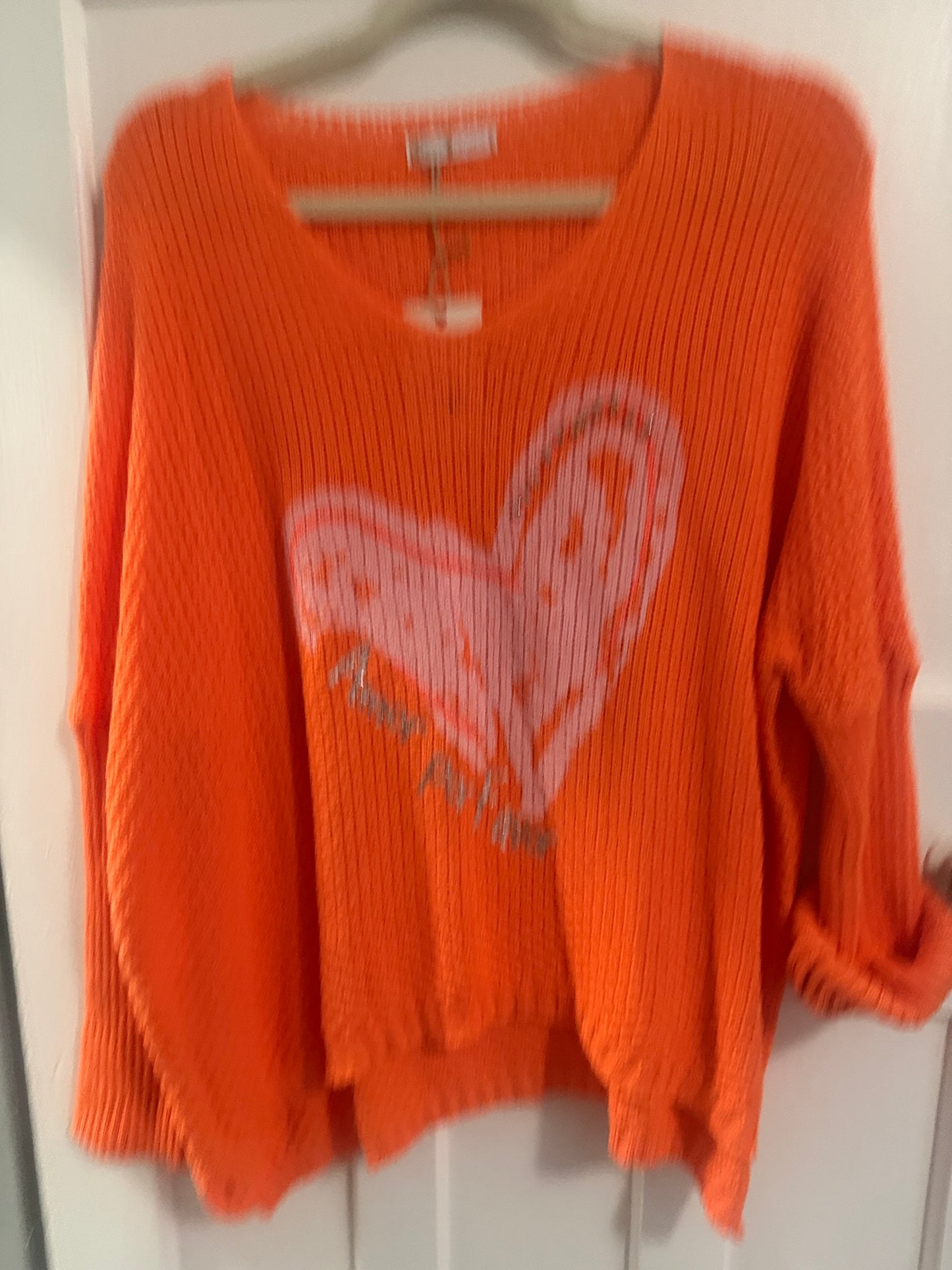 Knitted Heart Blouse Burned Coral