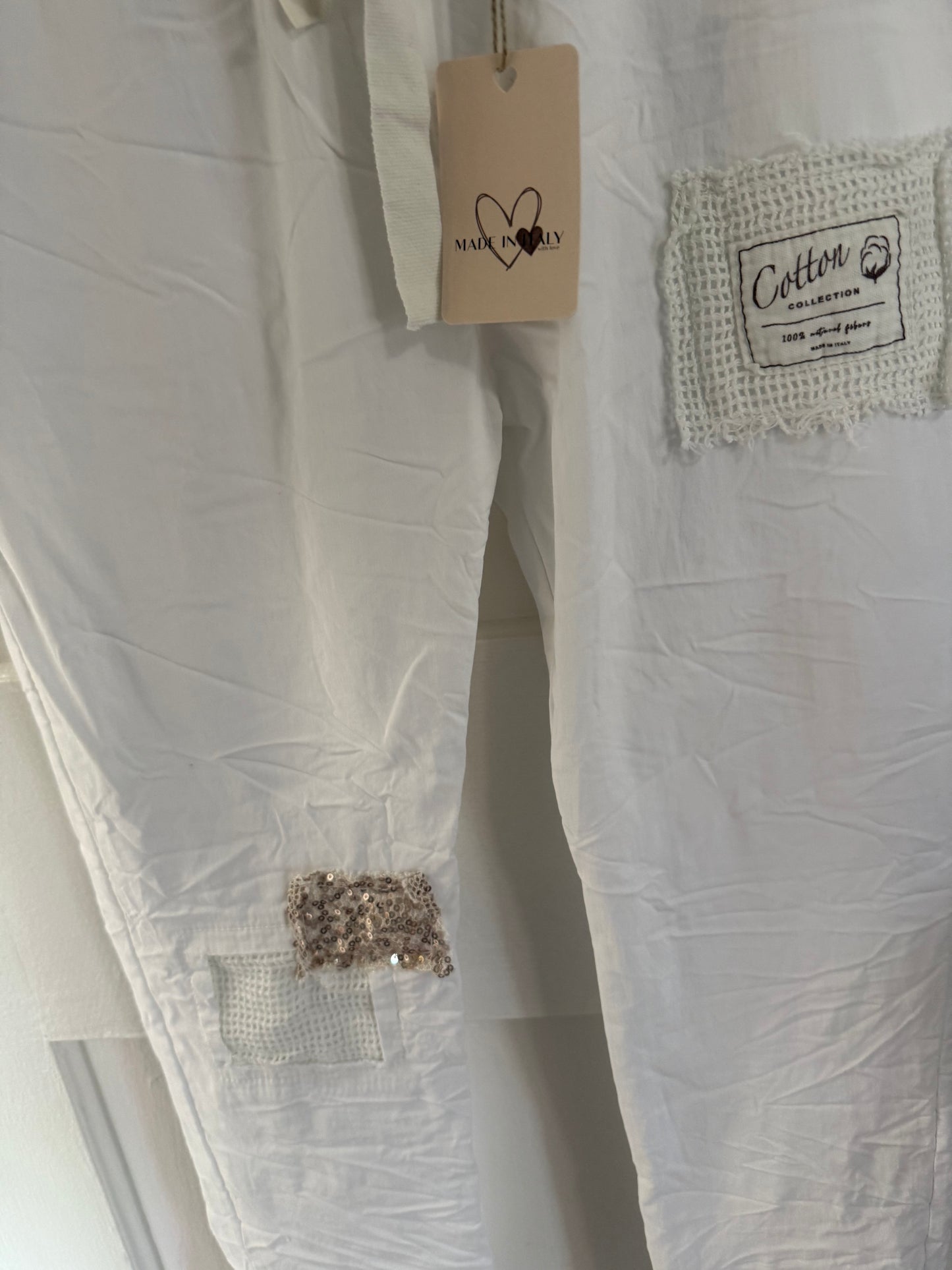 White Patched Pant