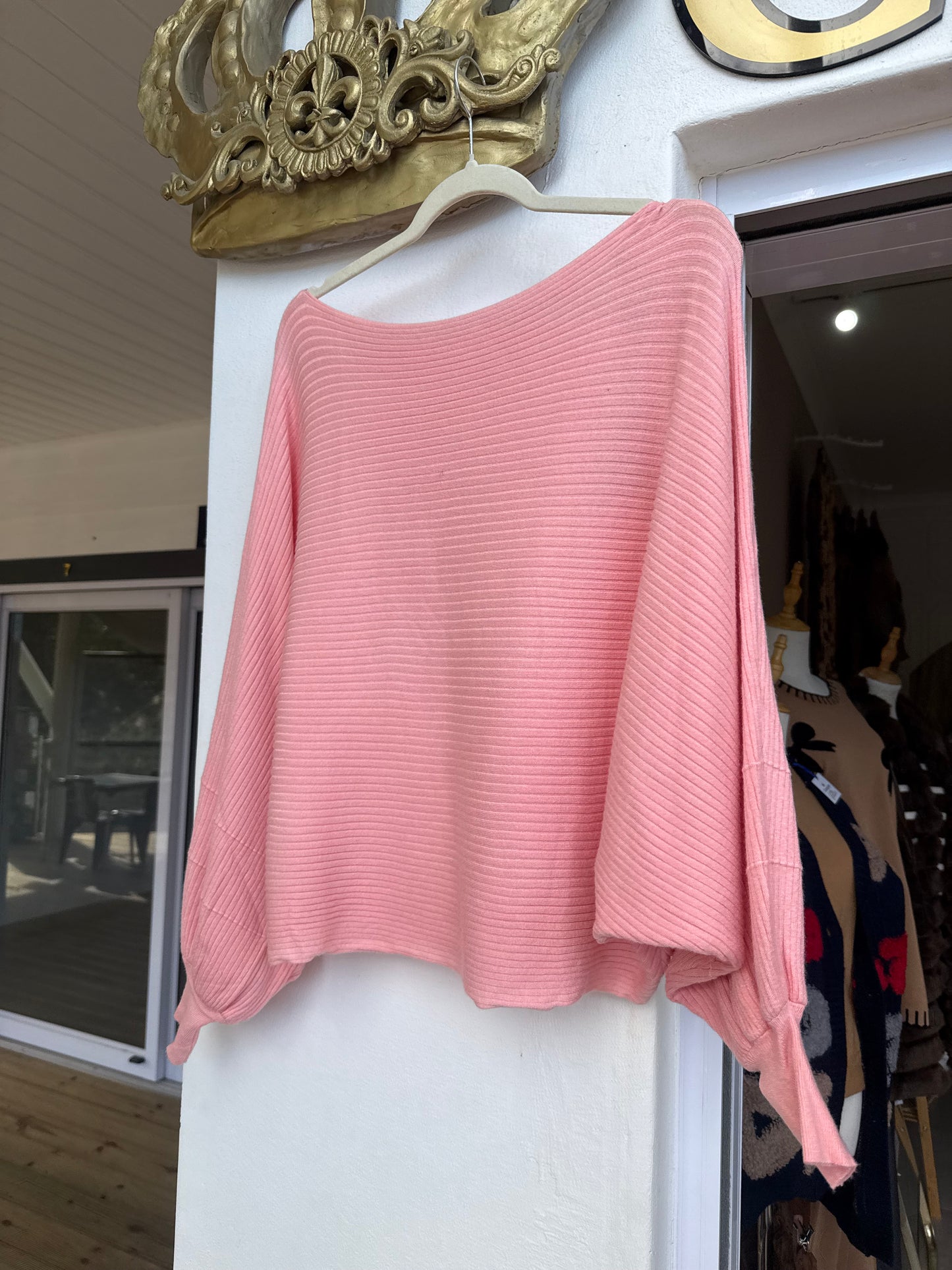 Batwing Pink Striped knit