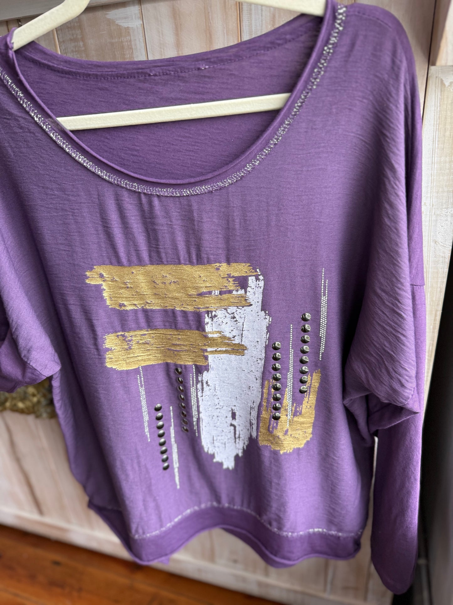 Mixed Metals Blouse Purple