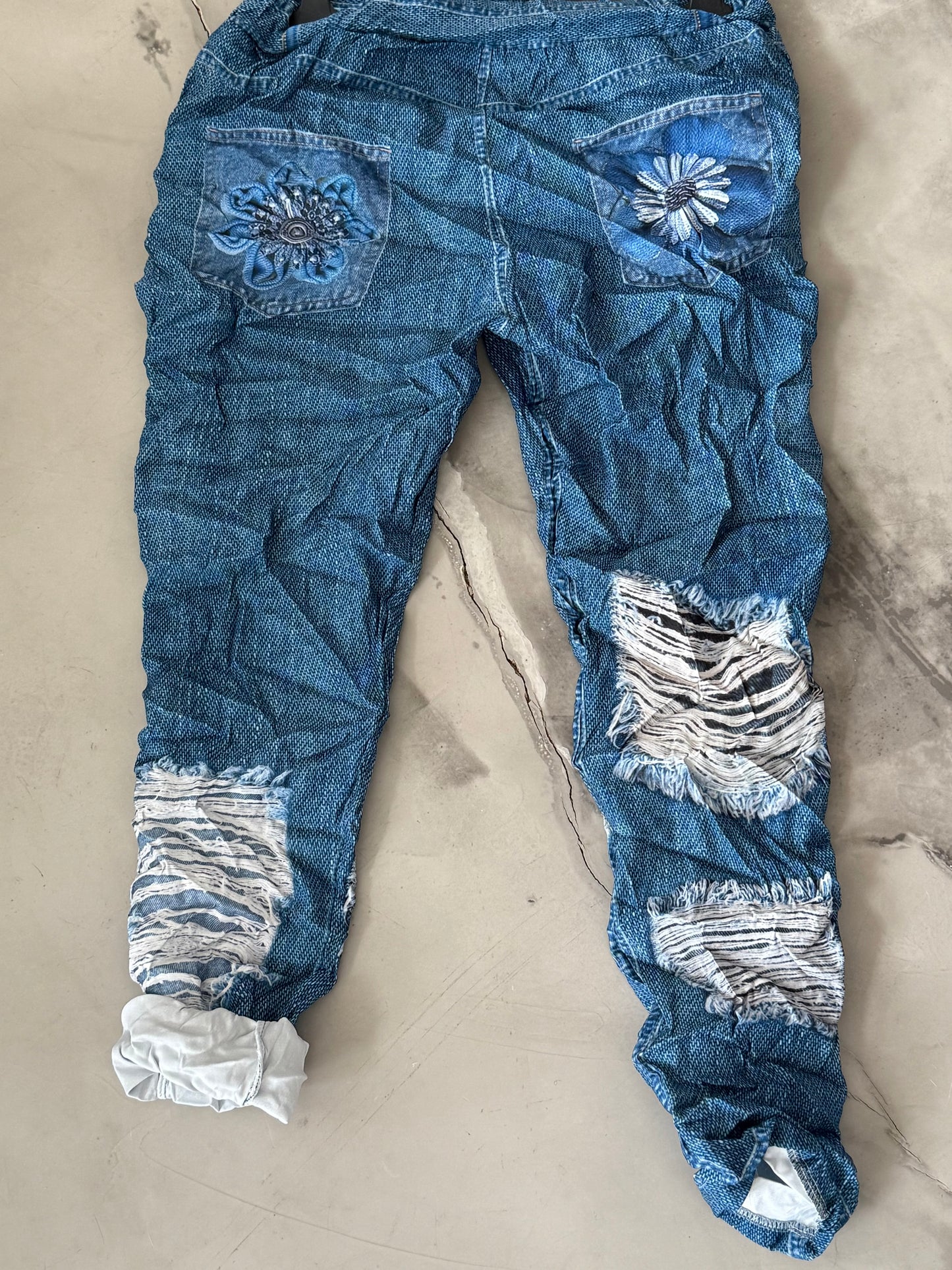 Denim Floral Pant